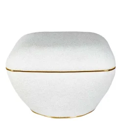 Wohnen Hocker<Hocker in Weiß Webplüsch mit Gold - Tandrea