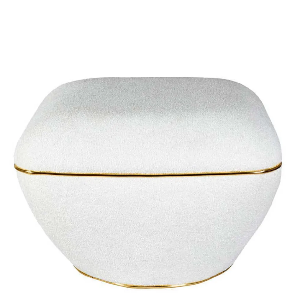 Wohnen Hocker<Hocker in Weiß Webplüsch mit Gold - Tandrea
