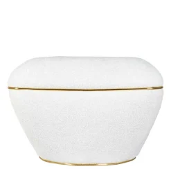 Wohnen Hocker<Hocker in Weiß Webplüsch mit Gold - Tandrea