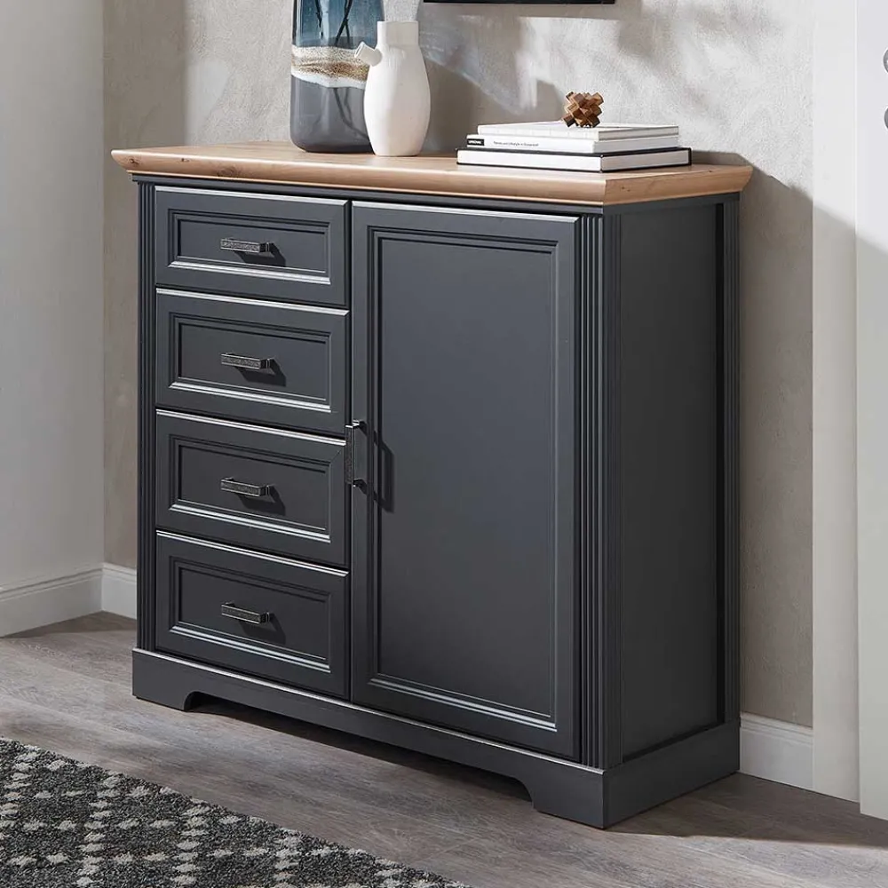 Wohnen Sideboards<Hohe Kombi-Kommode in Dunkelgrau - Joe