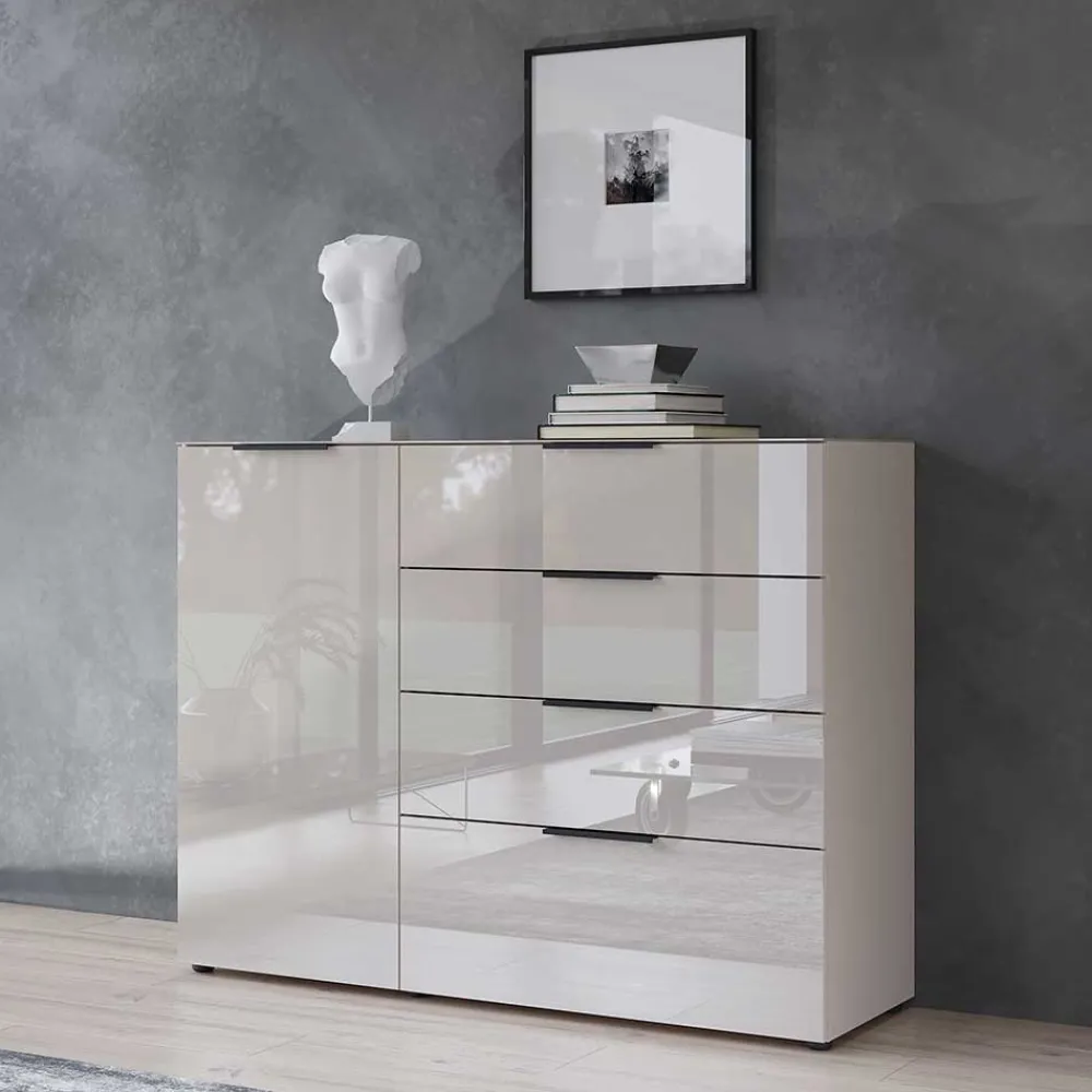 Wohnen Sideboards<Hohe Kombi-Kommode in Hellgrau - Aquara