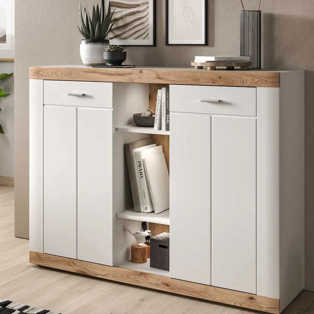 Wohnen Sideboards<Hohe Kommode mit zwei Türen & drei Fächern - Hihat