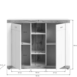 Wohnen Sideboards<Hohe Kommode mit zwei Türen & drei Fächern - Hihat