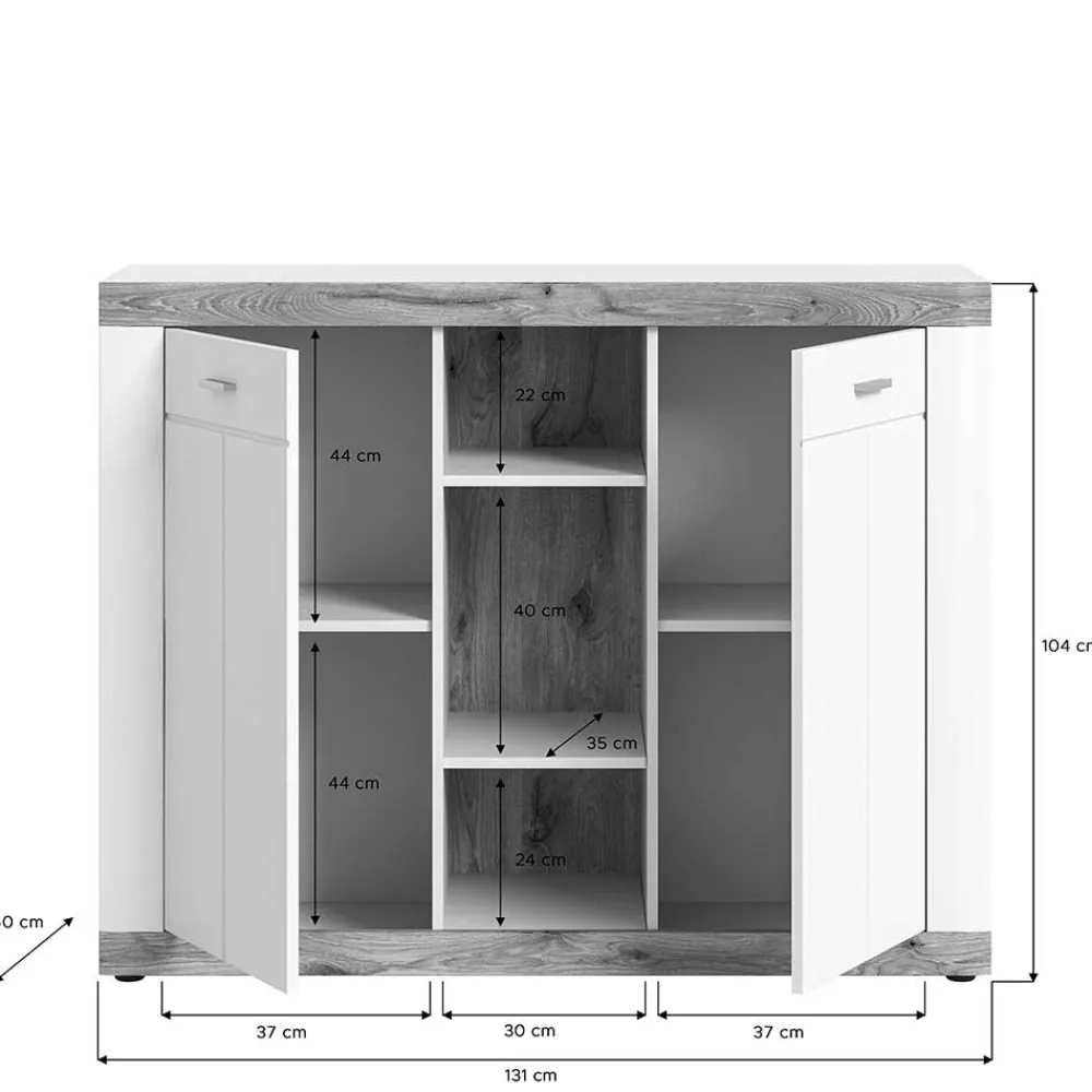 Wohnen Sideboards<Hohe Kommode mit zwei Türen & drei Fächern - Hihat