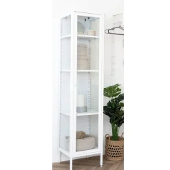 Wohnen Vitrinen<Hohe Metall-Vitrine in Weiß - Sancrez