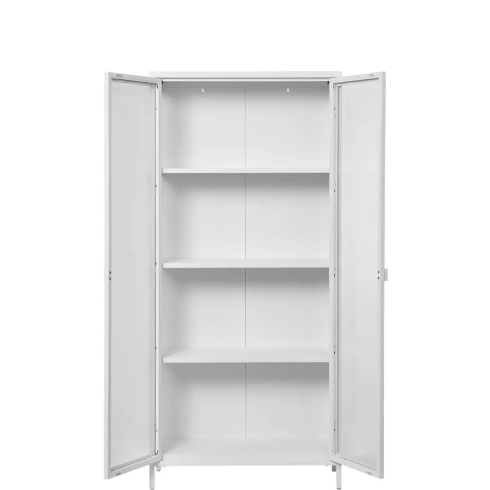 Wohnen Vitrinen<Hohe Vitrine aus Stahl in Weiß - Sancrez