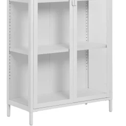 Wohnen Vitrinen<Hohe Vitrine aus Stahl in Weiß - Sancrez