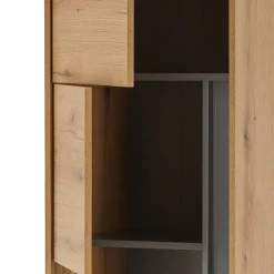 Wohnen Vitrinen<Hohe Vitrine in Wildeiche Optik und Anthrazit - Colomania