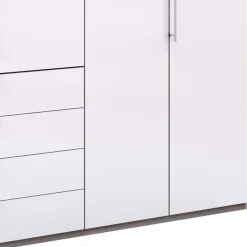 Wohnen Kleiderschränke<Hoher Kleiderschrank in Weiß Glas & Eiche Dunkel - Empresian