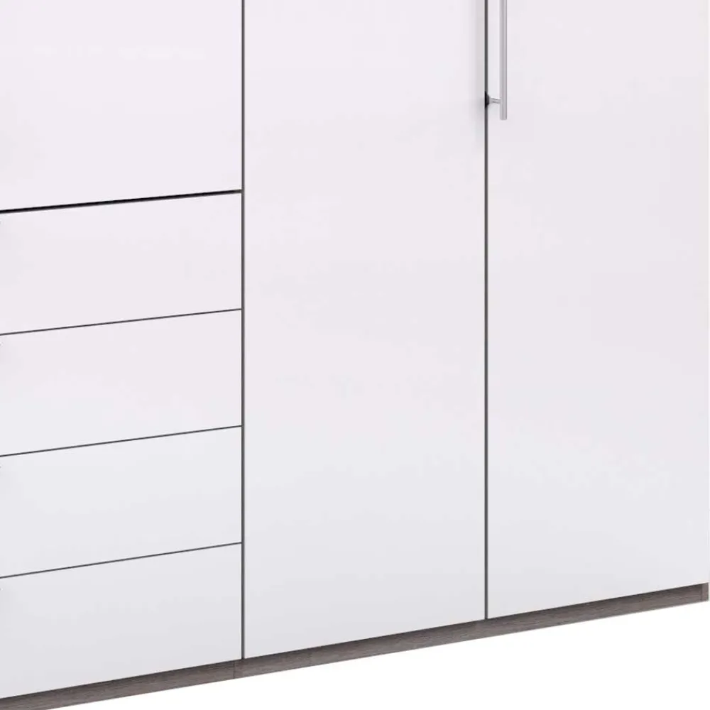 Wohnen Kleiderschränke<Hoher Kleiderschrank in Weiß Glas & Eiche Dunkel - Empresian