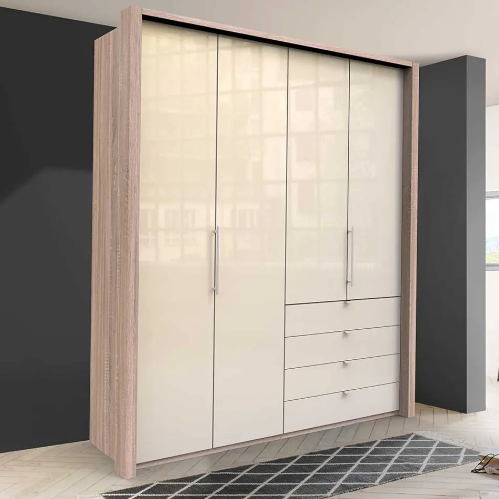 Wohnen Schränke<Hoher Schlafzimmerschrank 2-türig & 4 Schubladen - Rativian