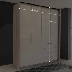Wohnen Schränke<Hoher Schlafzimmerschrank 2-türig & 4 Schubladen - Rativian