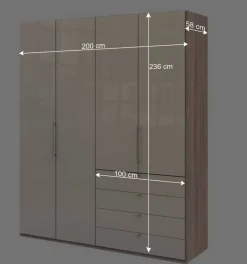 Wohnen Schränke<Hoher Schlafzimmerschrank 2-türig & 4 Schubladen - Rativian