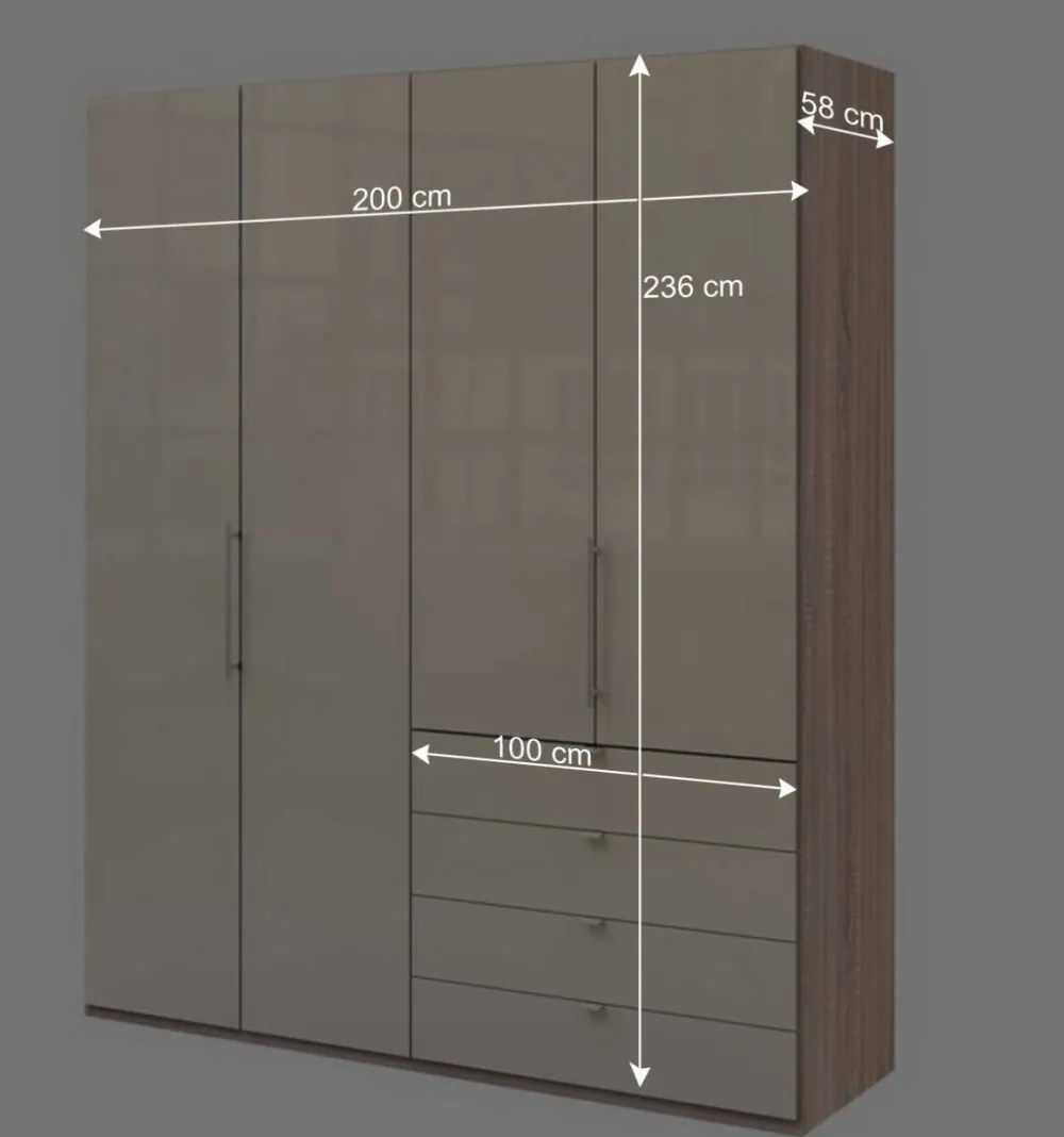 Wohnen Schränke<Hoher Schlafzimmerschrank 2-türig & 4 Schubladen - Rativian