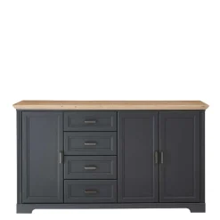 Wohnen Sideboards<Hohes Sideboard in Dunkelgrau & Eiche - Joe