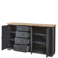 Wohnen Sideboards<Hohes Sideboard in Dunkelgrau & Eiche - Joe
