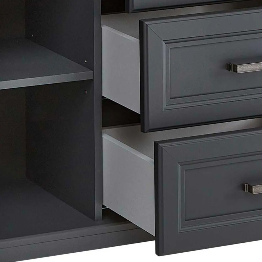 Wohnen Sideboards<Hohes Sideboard in Dunkelgrau & Eiche - Joe