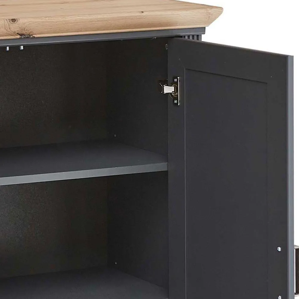 Wohnen Sideboards<Hohes Sideboard in Dunkelgrau & Eiche - Joe