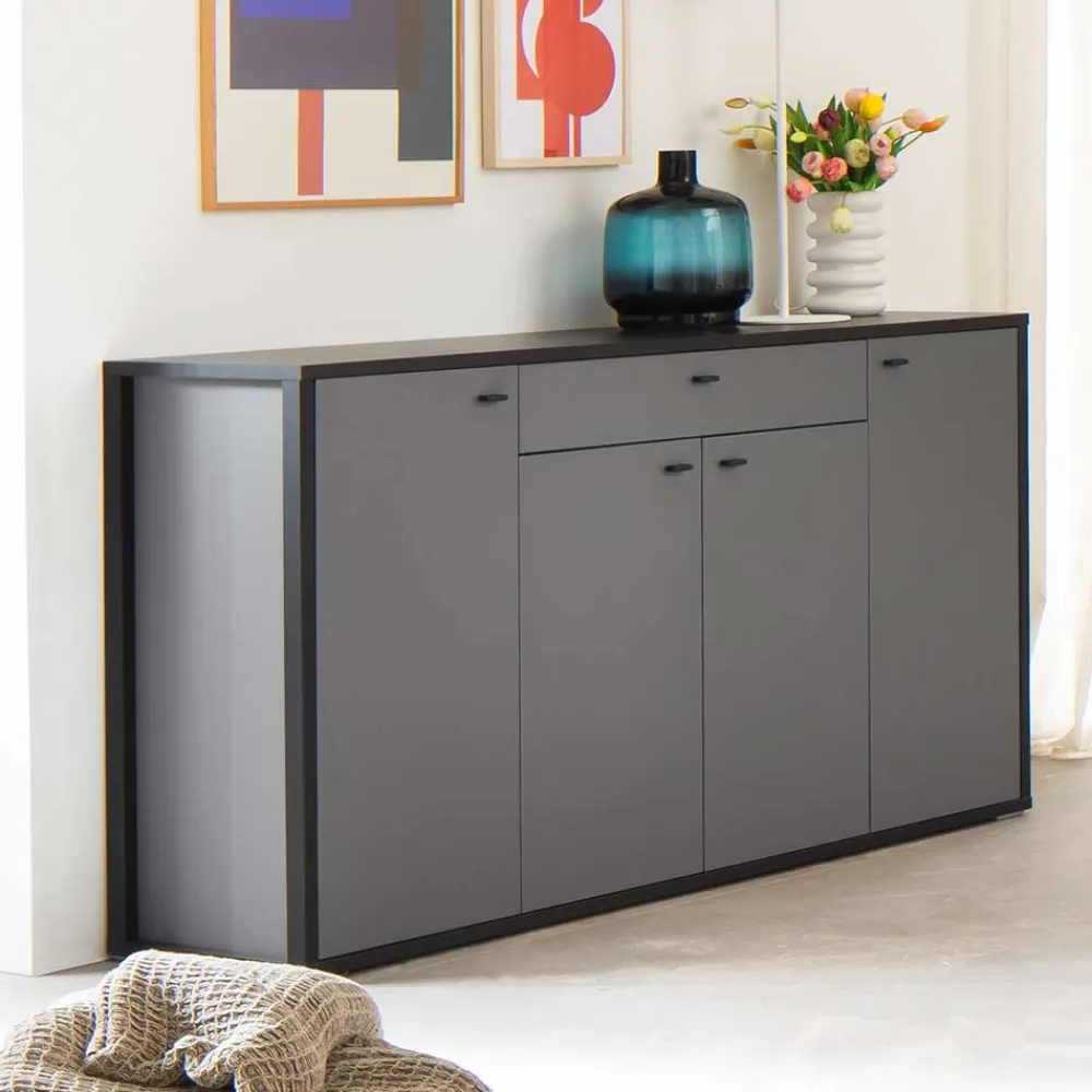 Wohnen Sideboards<Hohes Sideboard in Grau & Anthrazit - Ridona
