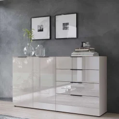 Wohnen Sideboards<Hohes Sideboard in Hellgrau - Aquara