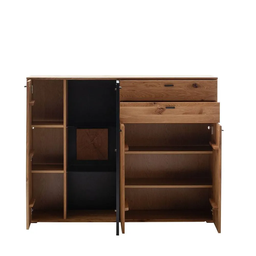 Wohnen Sideboards|Highboards<Hohes Sideboard mit Glaseinsatz und LED - Drinidad