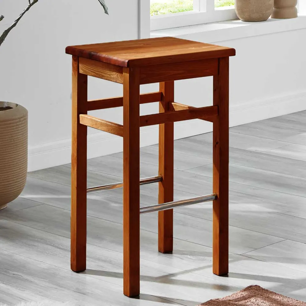 Wohnen Hocker<Holz Barhocker aus Kiefer in Bernstein - Zytras
