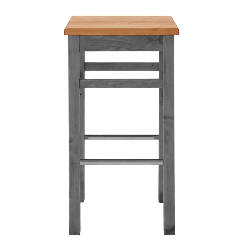 Wohnen Hocker<Holz Barhocker in Grau und Kiefer Lauge - Ziamora