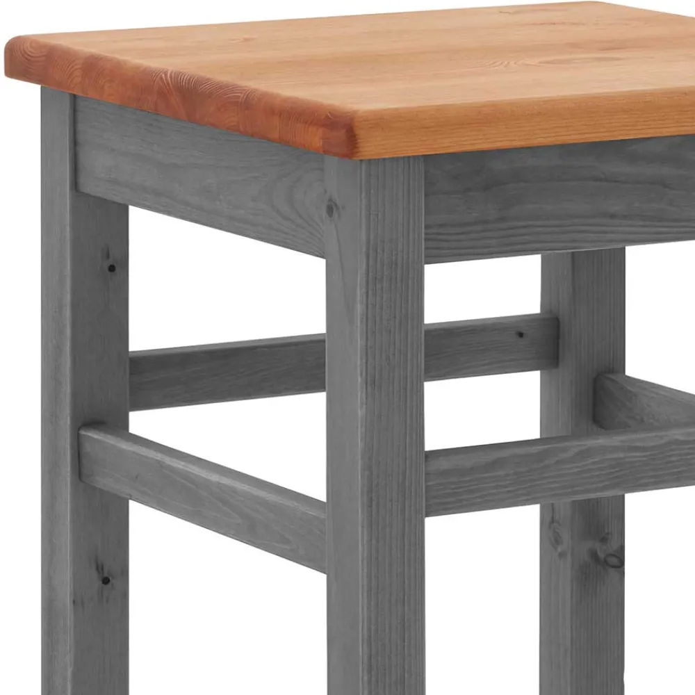 Wohnen Hocker<Holz Barhocker in Grau und Kiefer Lauge - Ziamora
