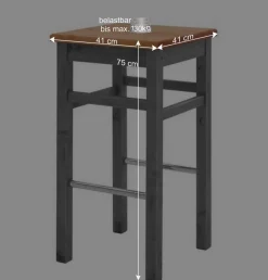 Wohnen Hocker<Holz Barhocker in Grau und Kiefer Lauge - Ziamora