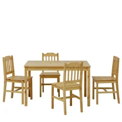 Wohnen Sitzgruppe<Holz Essgruppe mit vier Sitzplätzen - Sortho (fünfteilig)