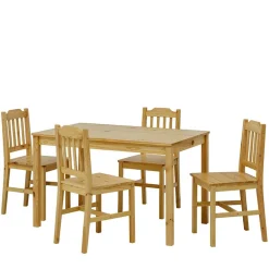 Wohnen Sitzgruppe<Holz Essgruppe mit vier Sitzplätzen - Sortho (fünfteilig)