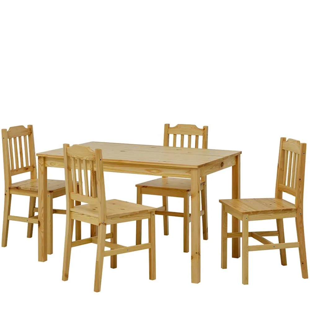 Wohnen Sitzgruppe<Holz Essgruppe mit vier Sitzplätzen - Sortho (fünfteilig)