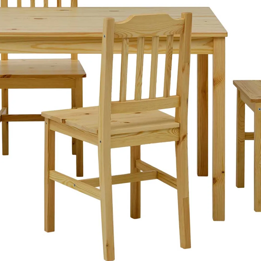 Wohnen Sitzgruppe<Holz Essgruppe mit vier Sitzplätzen - Sortho (fünfteilig)
