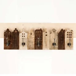 Wohnen Garderoben<Holz Garderobe als Häuserzeile - Mectilda