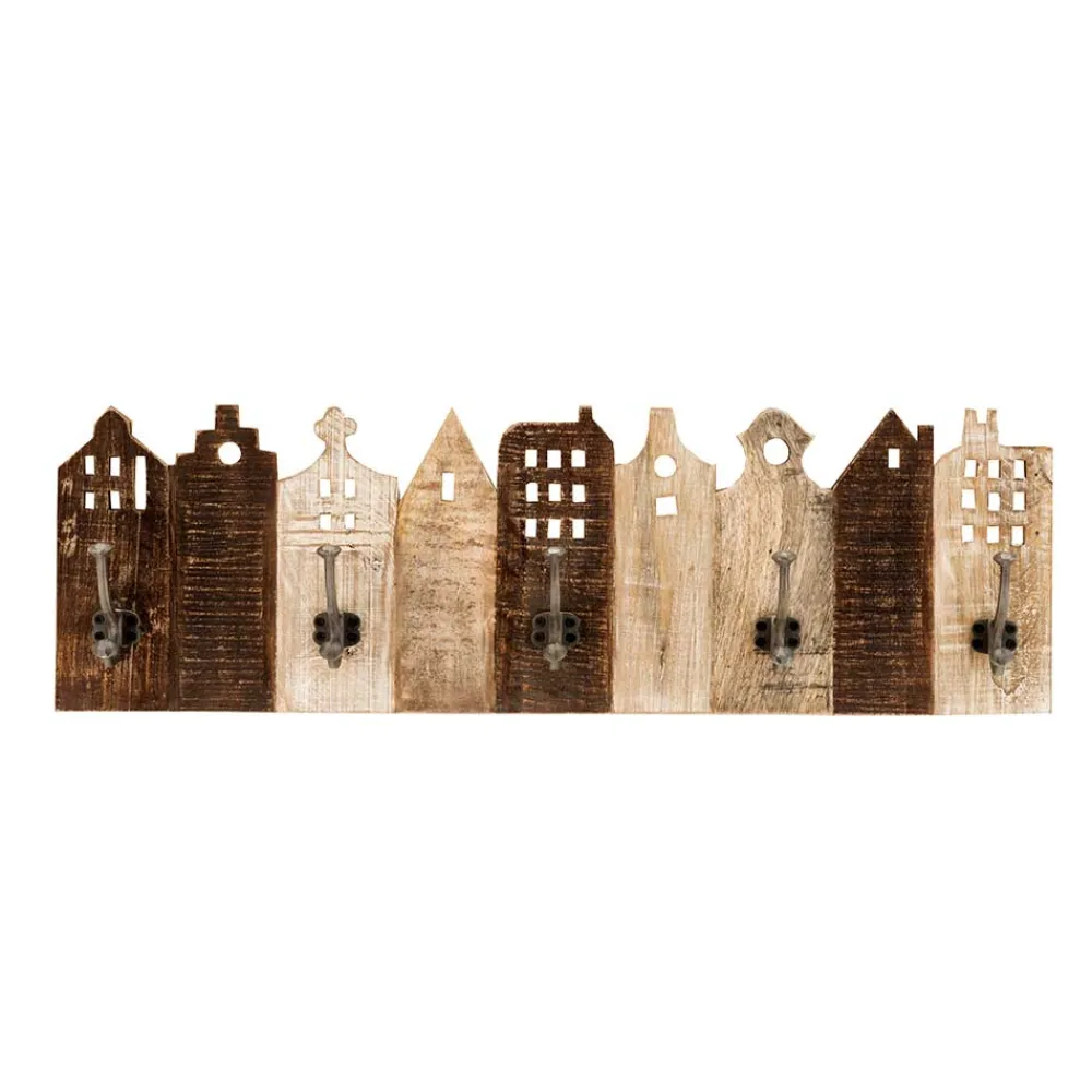 Wohnen Garderoben<Holz Garderobe als Häuserzeile - Mectilda