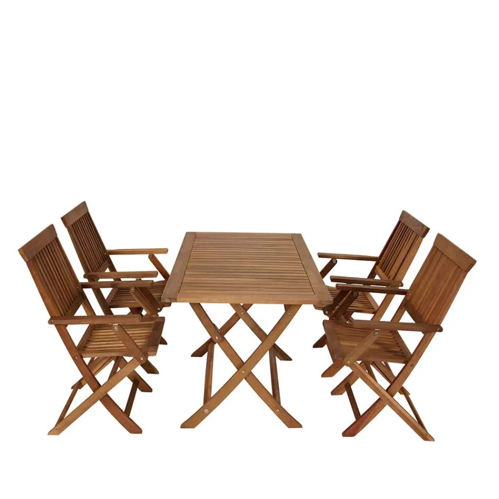 Wohnen Sitzgruppe<Holz Garten Sitzgruppe klappbar - Palma (fünfteilig)