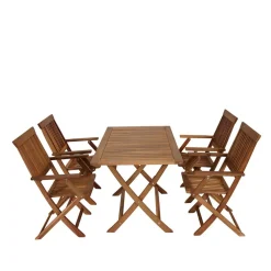 Wohnen Sitzgruppe<Holz Garten Sitzgruppe klappbar - Palma (fünfteilig)