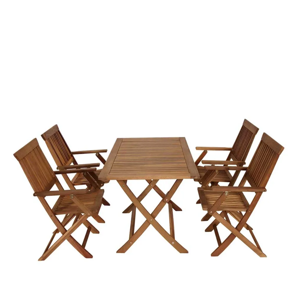 Wohnen Sitzgruppe<Holz Garten Sitzgruppe klappbar - Palma (fünfteilig)