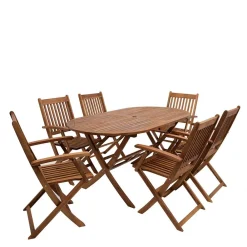 Wohnen Sitzgruppe<Holz Gartenmöbel klappbar - Tarina (siebenteilig)