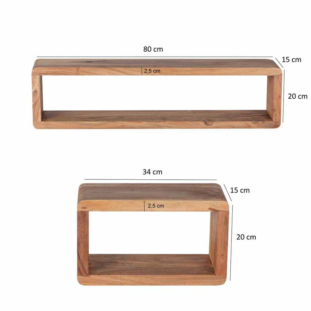 Wohnen Regale<Holz Hängeregal Set Drolivio im Stil modern (dreiteilig)