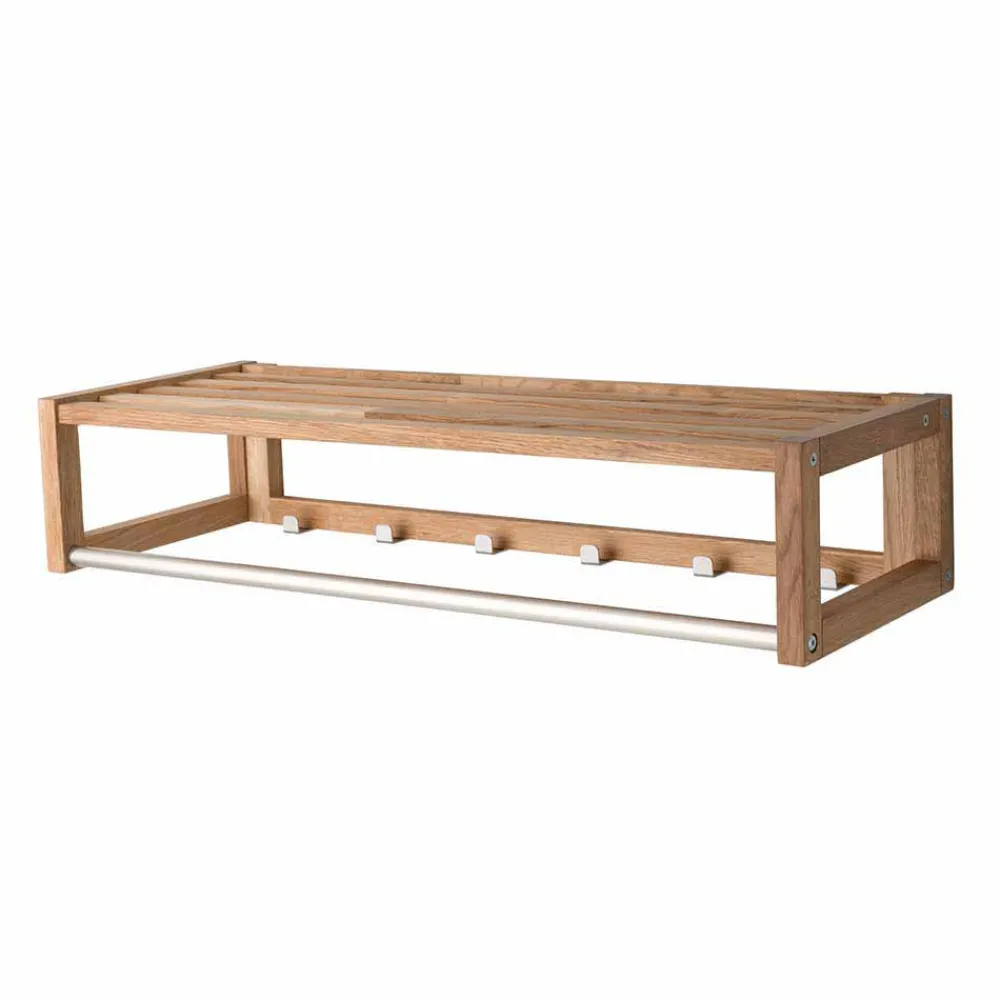 Wohnen Garderoben<Holz Wand-Garderobe aus geölter Eiche - Helvana