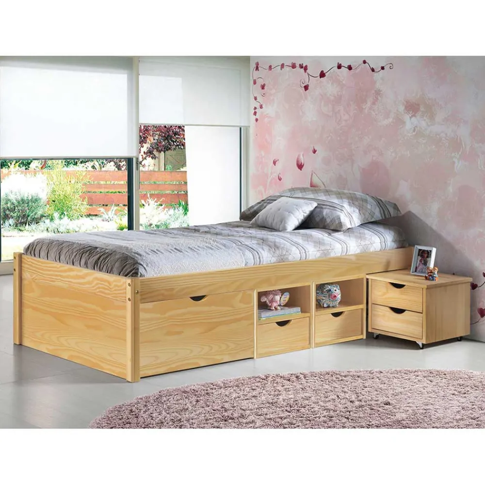 Wohnen Betten<Holzbett Francena mit Schubladen (zweiteilig)
