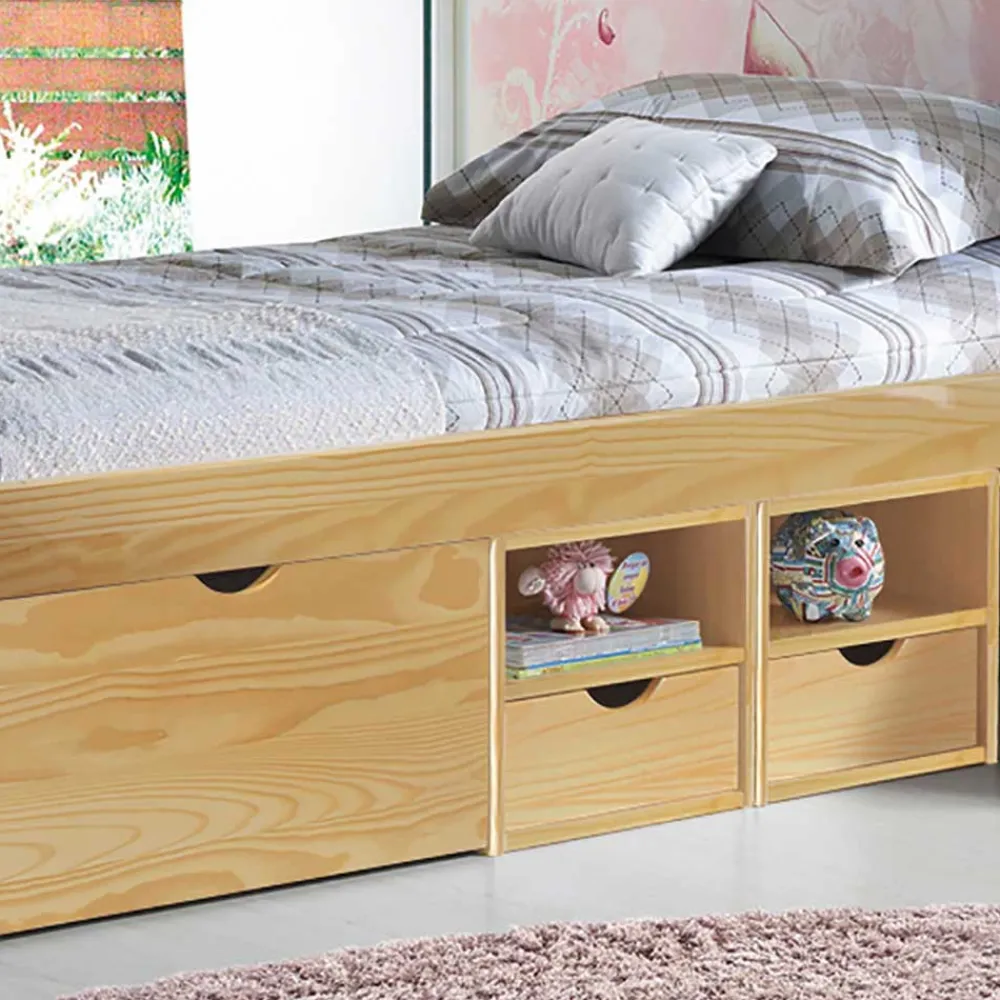 Wohnen Betten<Holzbett Francena mit Schubladen (zweiteilig)