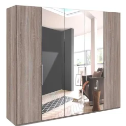 Wohnen Kleiderschränke|Schränke<Holzoptik Kleiderschrank mit Spiegel - Crenba