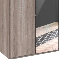 Wohnen Kleiderschränke|Schränke<Holzoptik Kleiderschrank mit Spiegel - Crenba