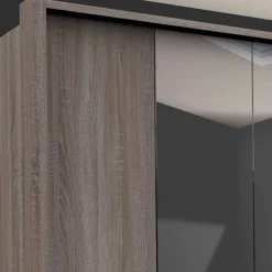 Wohnen Kleiderschränke|Schränke<Holzoptik Kleiderschrank mit Spiegel - Crenba