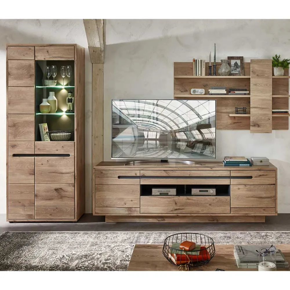 Wohnen Wohnwände<Holzoptik TV Anbauwand Set - Zelio (dreiteilig)