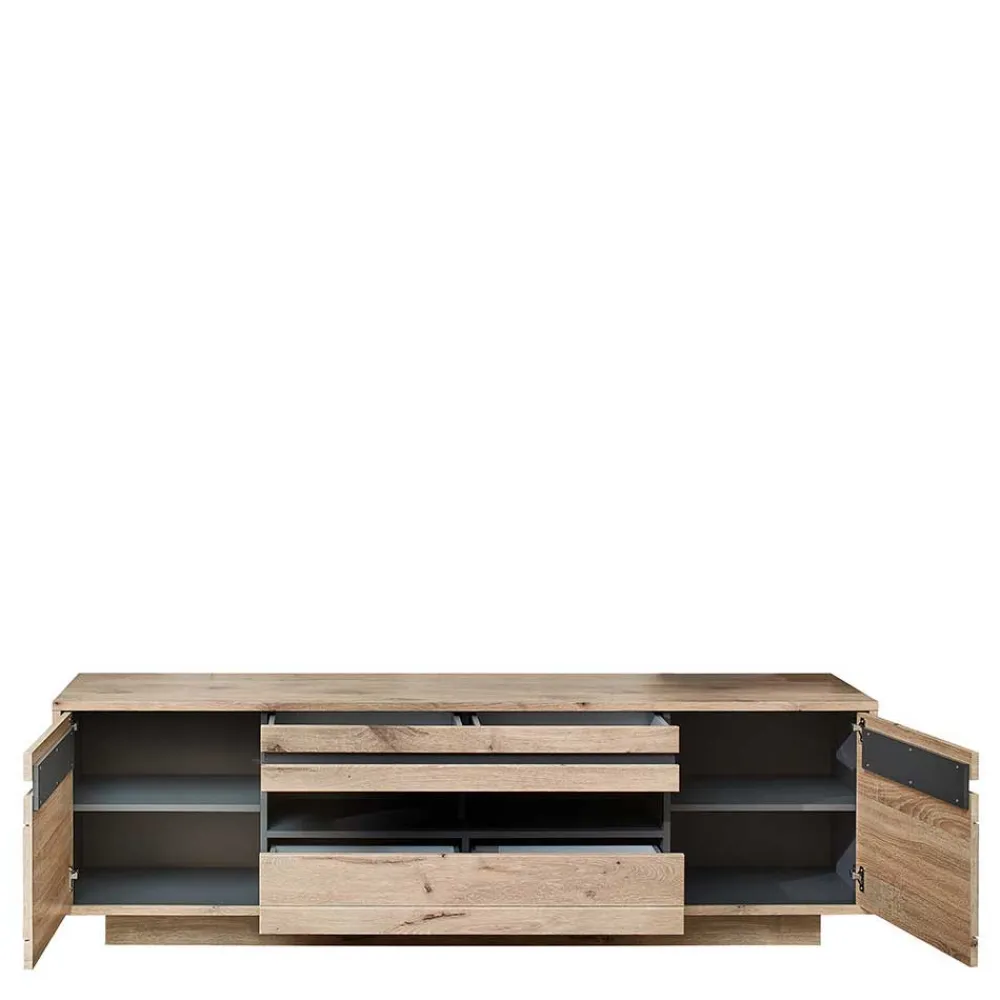 Wohnen Wohnwände<Holzoptik TV Anbauwand Set - Zelio (dreiteilig)