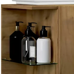 Wohnen Schränke<Holzoptik Waschtisch mit Aufsatzwaschbecken - Yulmatro