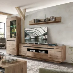 Wohnen Wohnwände<Holzoptik Wohnwand in Wildeiche - Zelio (dreiteilig)